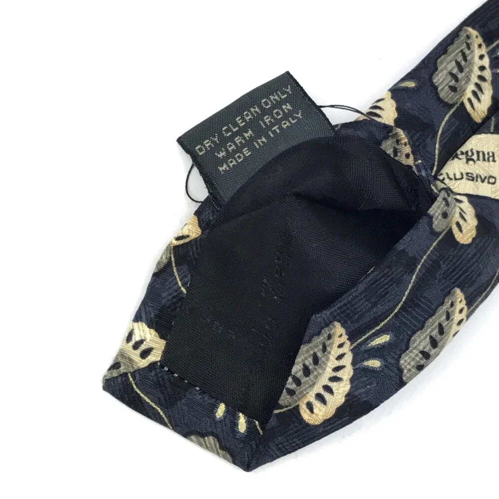 ERMENEGILDO ZEGNA Tie Leaves 🍁 Silk Elegant 👔 Necktie 100% Silk Made In Italy